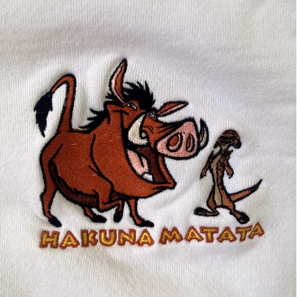 VTG Y2K Lion King Timon and Pumba Sweater Walt Disney Hakuna Matata Embroidered - Picture 1 of 10
